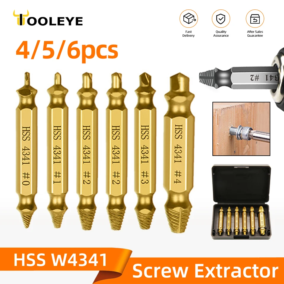 4/5/6Pcs Set Damaged Screw Extractor Center Drill Bit Set Woodworking Tools Broken Bolt Extractor Bolts Screws Remover Extractor