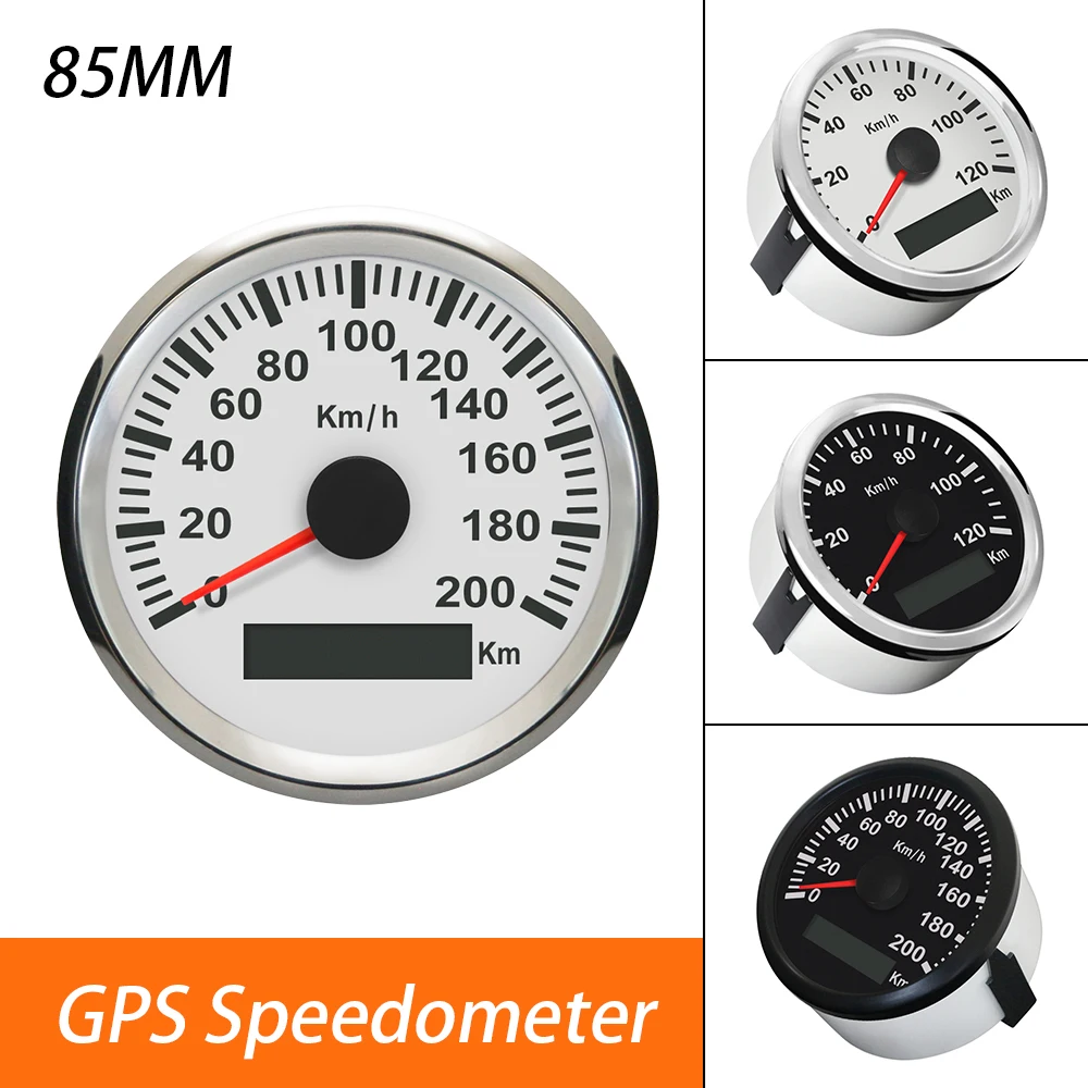 

Waterproof 85mm GPS Speedometer 120km/h 200kmh 140MPH 160MPH 200MPH with Red Backlight GPS Antenna for Boat Car Universal 9-32V