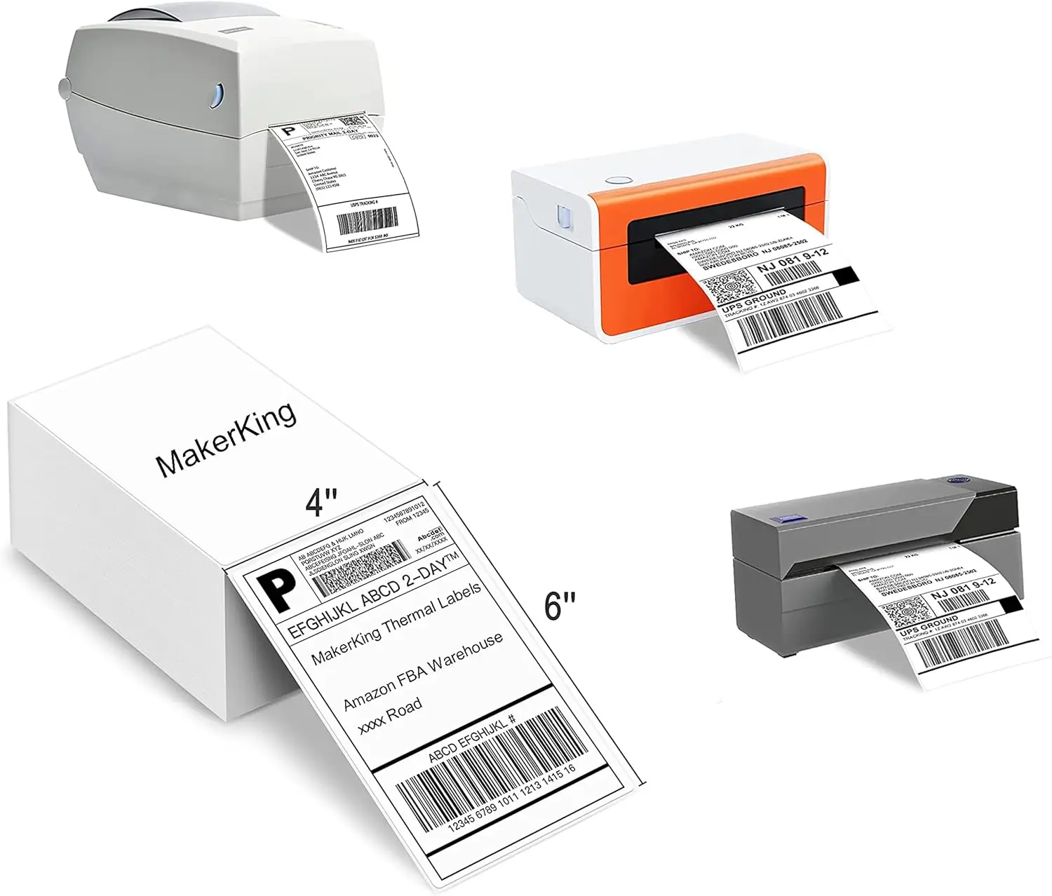 4x6 White Mailing Fanfold Postage Thermal Labels 200 Labels for Direct Thermal Printers with Strong Adhesive