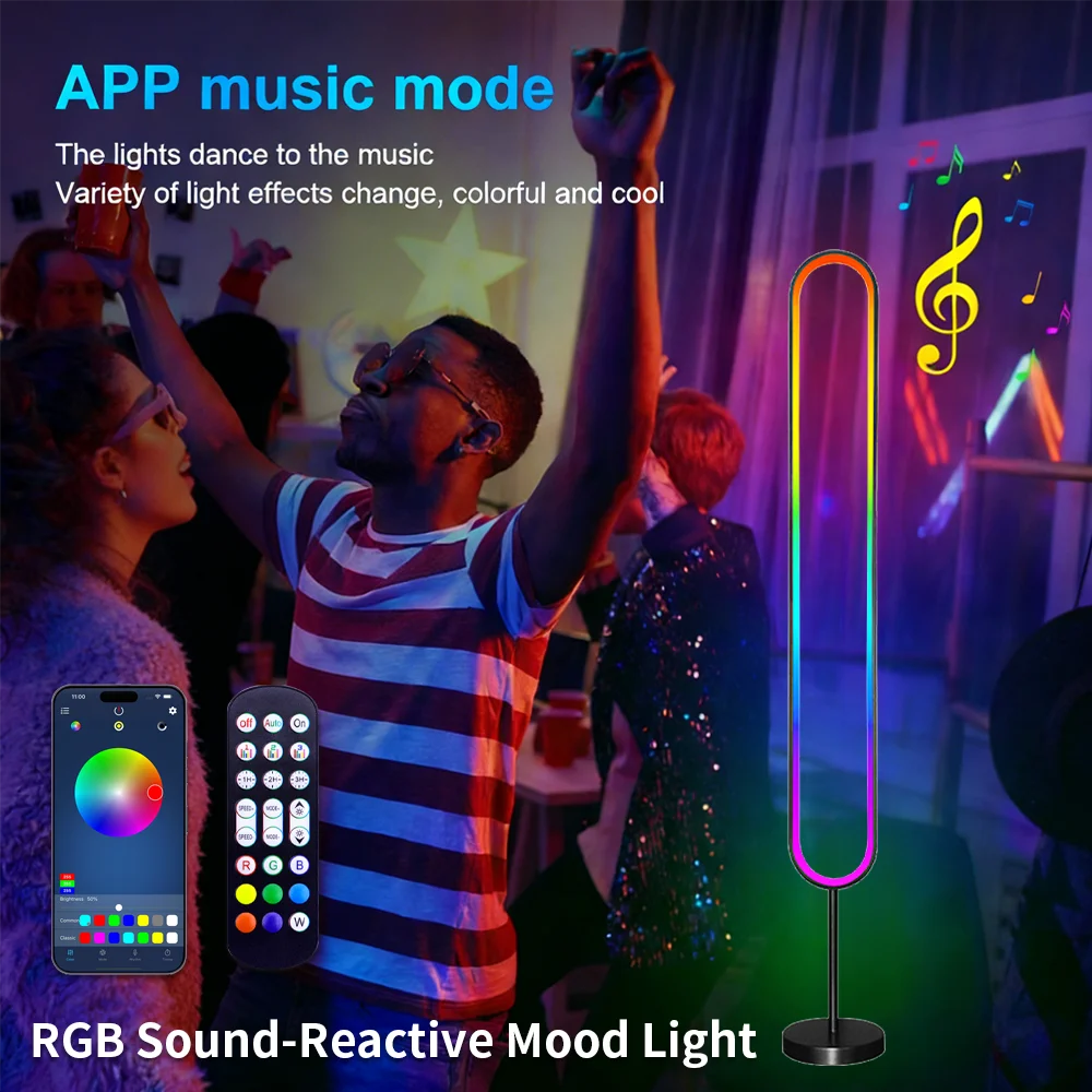 

Colorful RGB Dynamic Floor Lamp 7Color Ring Atmosphere Light for Living Room Bedroom Dance Studio Smart Tuya UShaped Floor Lamp