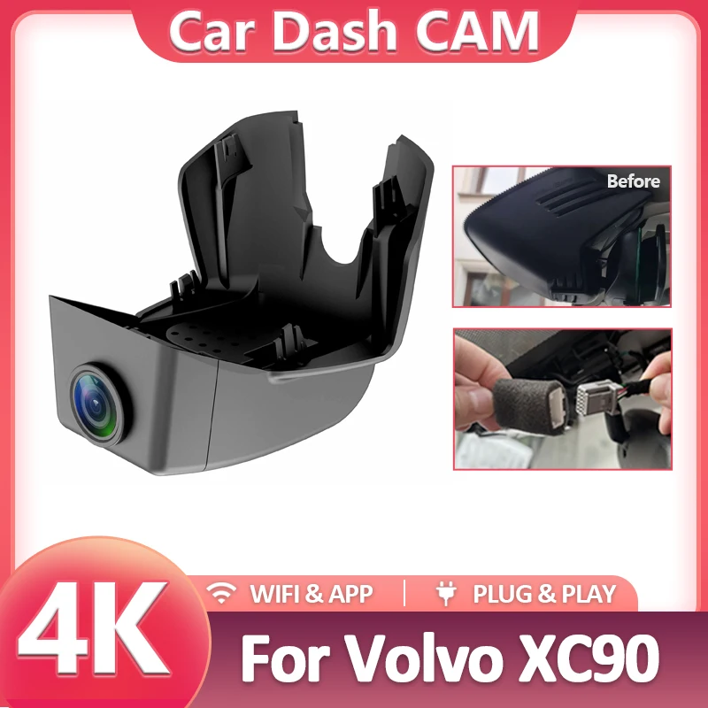 

Видеорегистратор 4K с Wi-Fi для Volvo XC90 2015-2026, передняя и задняя камеры, подключи и работай, автомобильный видеорегистратор, устройство для записи видео