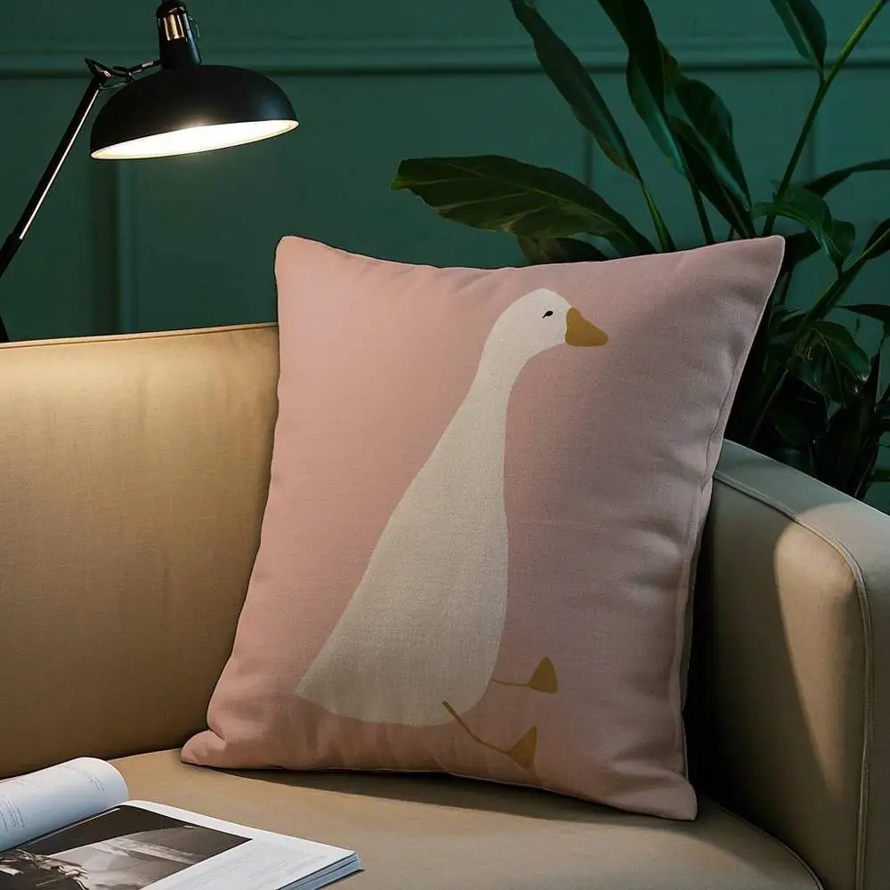 Cartoon Goose Floral Pillow Case Short Plush Print Cushion Cover Square Throw Pillow Covers Sofa Home Decor