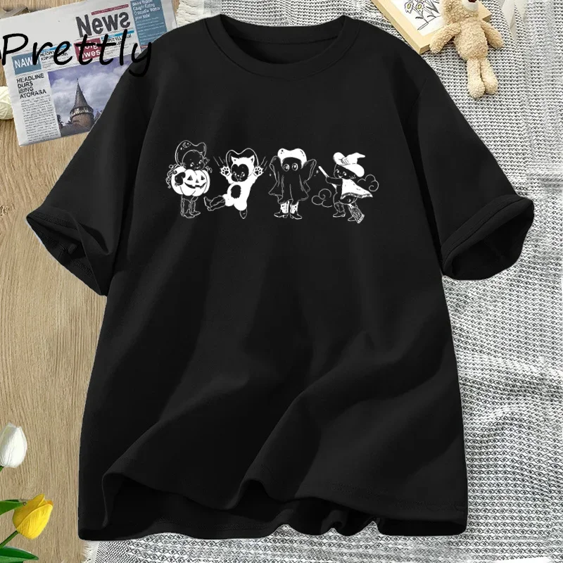 Kewpie Halloween T Shirt Women Retro Fall Cowgirl T-shirt Vintage Western Fashion Spooky Graphic Tees Cotton Short Sleeve Tops