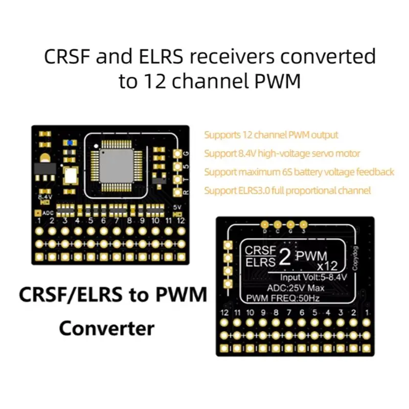 ABXE-Expresslrs RX 2400RX PWM/CRSF 2.4G 12CH PWM Receiver CRSF ELRS For RC FPV Drone Fixed Wing Car Boat Quadcopter Bend Pin