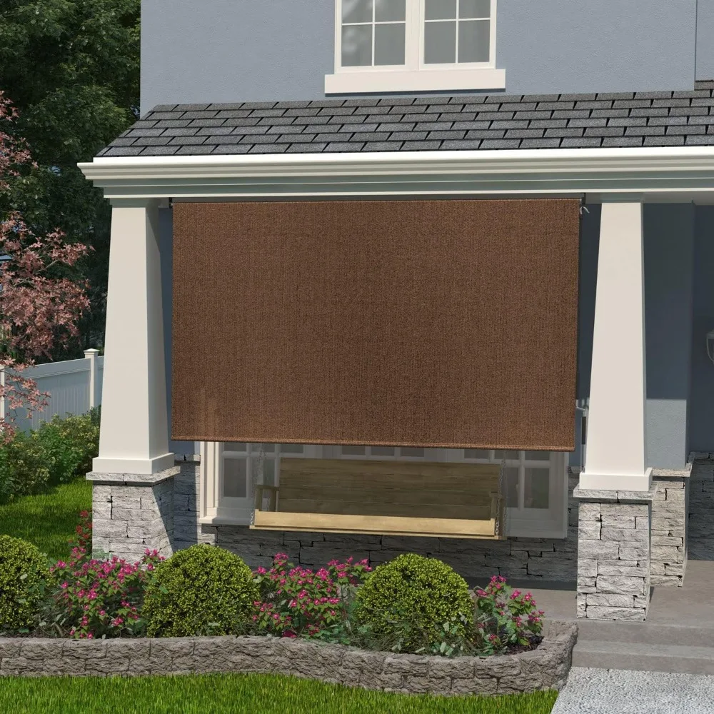 

Exterior Roller Shade, Cordless Roller Shade with 90% UV Protection, No Valance, (4' W X 6' L), Mocha