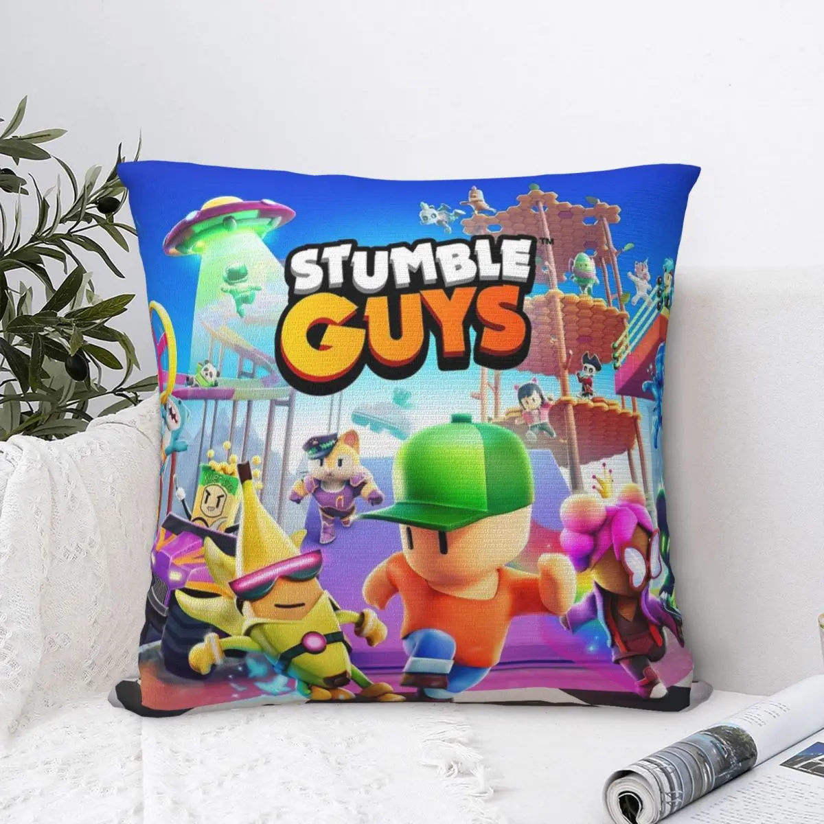 Stumble Guys Square Pillow Case Cartoon Game Cushion Covers Creative Zippered Decor Pillowcase for Sofa 18\