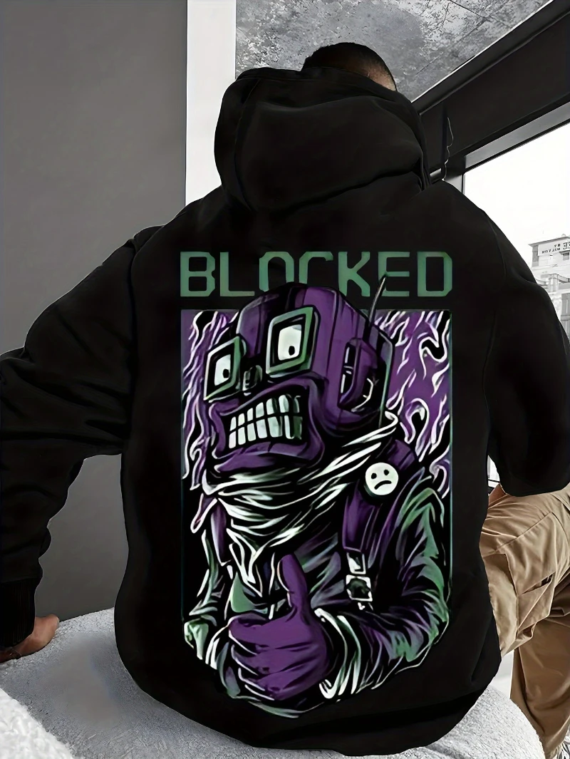 

2025 Autumn and Winter Mens Hoodie Printed English Letters Cartoon Horrort High-end Luxury Is for Both Men and Women