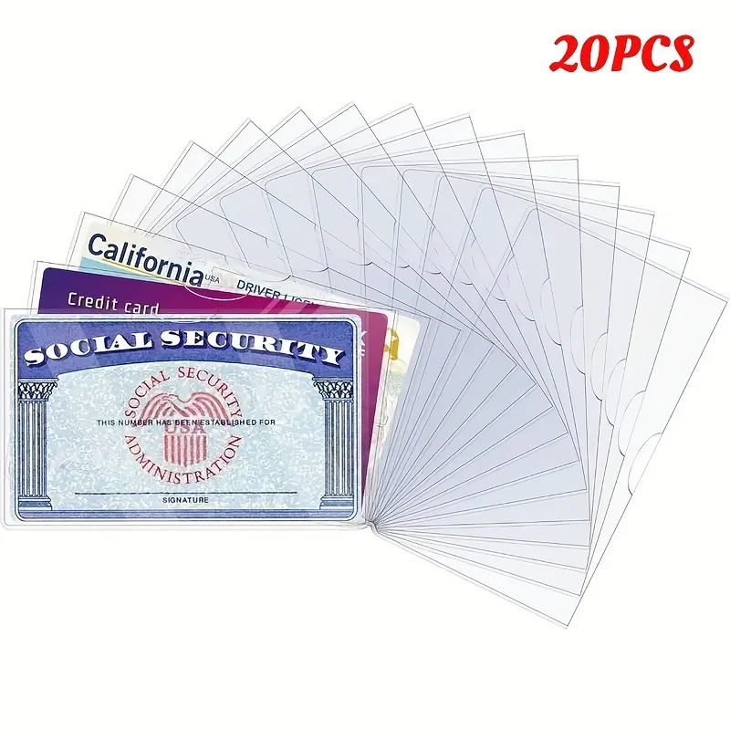 5/20/50pcs PVC Social Security Card Holder 31mm Thick Waterproof Credit Sleeve Easy Insert Design for SSN Medicare Cards