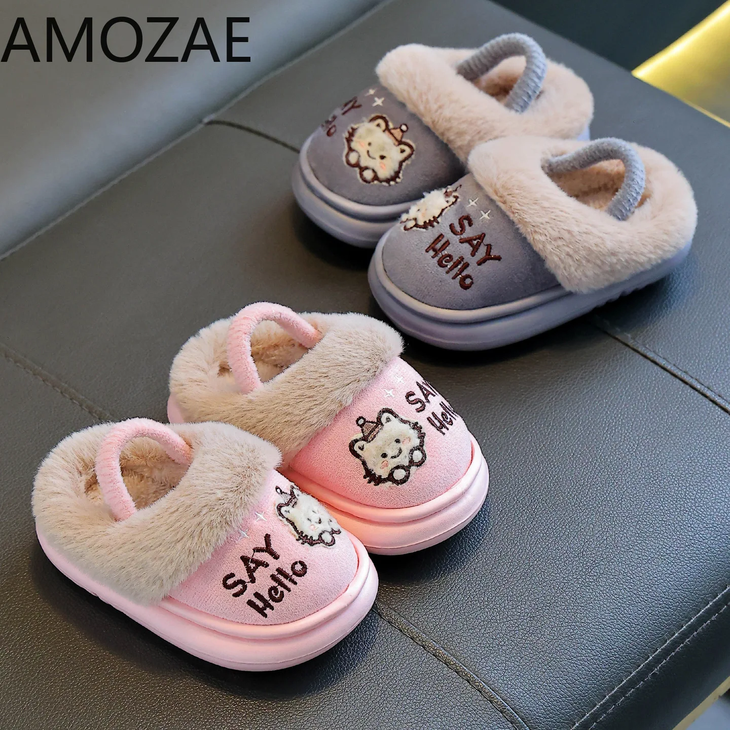 New Children's Winter Plush Slippers 2026 Fashion Warm Boys Girls Causal Home Shoes Cartoon Animals Kids Slippers Soft Bottom