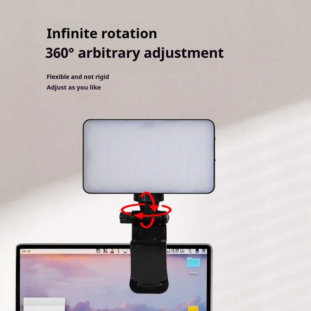 LED Fill Lamp Selfie Light 1200Mah Rechargeable Clip-on live video Light 3 Light Modes For Cell Tablet Laptop PC Universal lamp