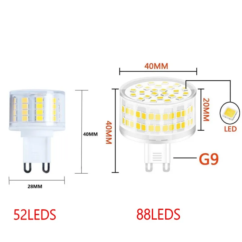 G9 LED Bulb SMD2835 Dimmable 110V 220V 10W 15W E14 52/88LEDS E14 No Flicker Lamp Chandelier Light Replace 80W Halogen Lighting