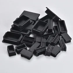 Tapas de extremo ciego de plástico negro, tapón de tubo Rectangular, tapones de inserción, bung, muebles, mesas, sillas, protectores de almohadillas para pies