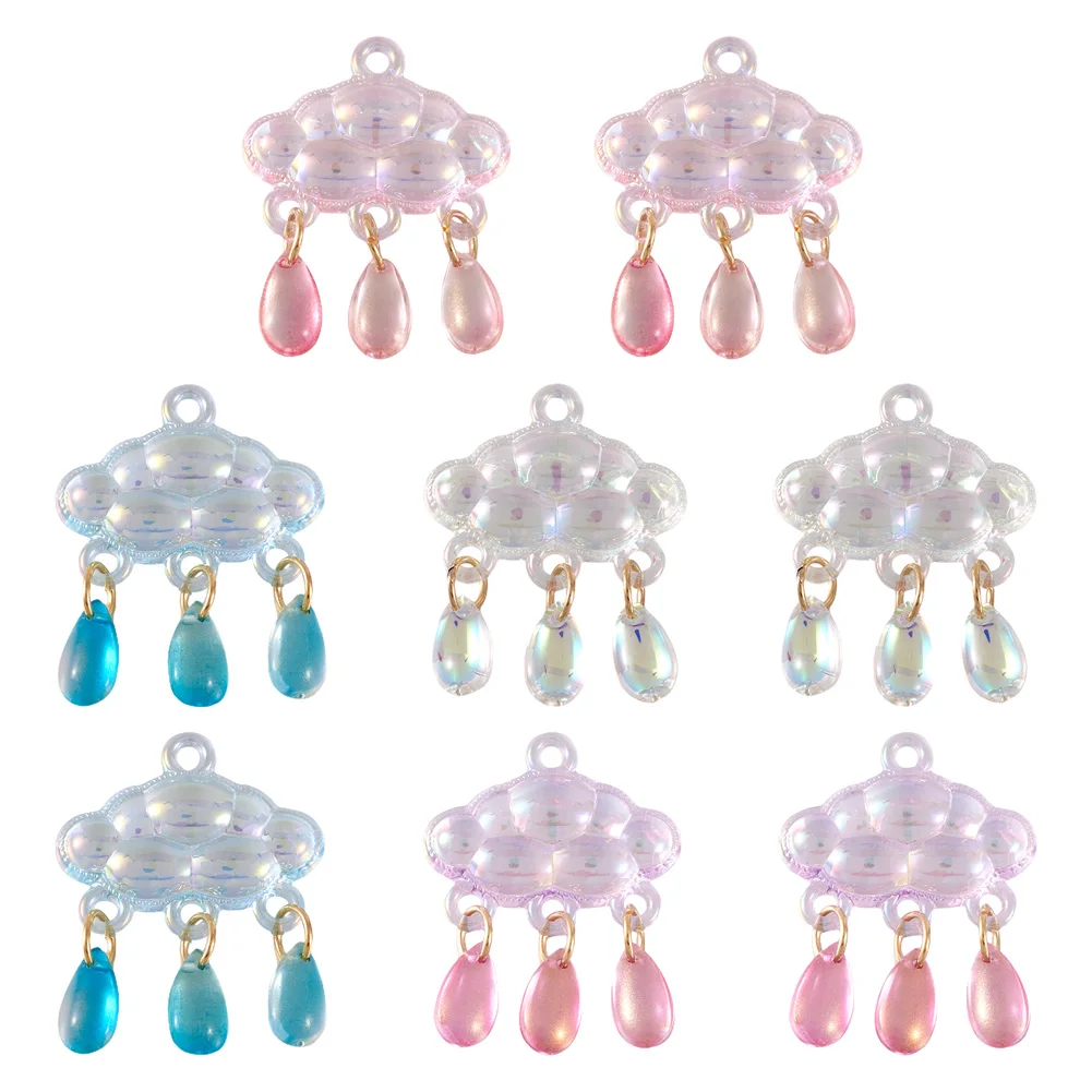 

8Pcs New Coloful Acrylic Cloud With Lampwork Teardrop Charm Pendants For Earrings Necklace DIY Jewelry Making Gift