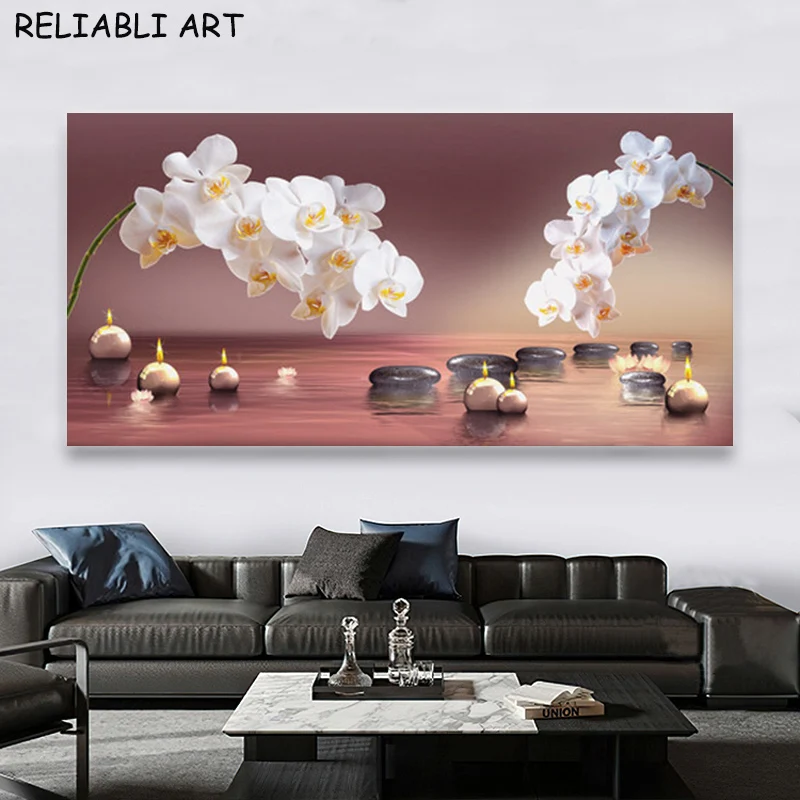 Zen Bamboo Stone Candle Lotus Poster and Prints Modern Canvas Painting Wall Art Pictures for Living Room Home Decor No Frame