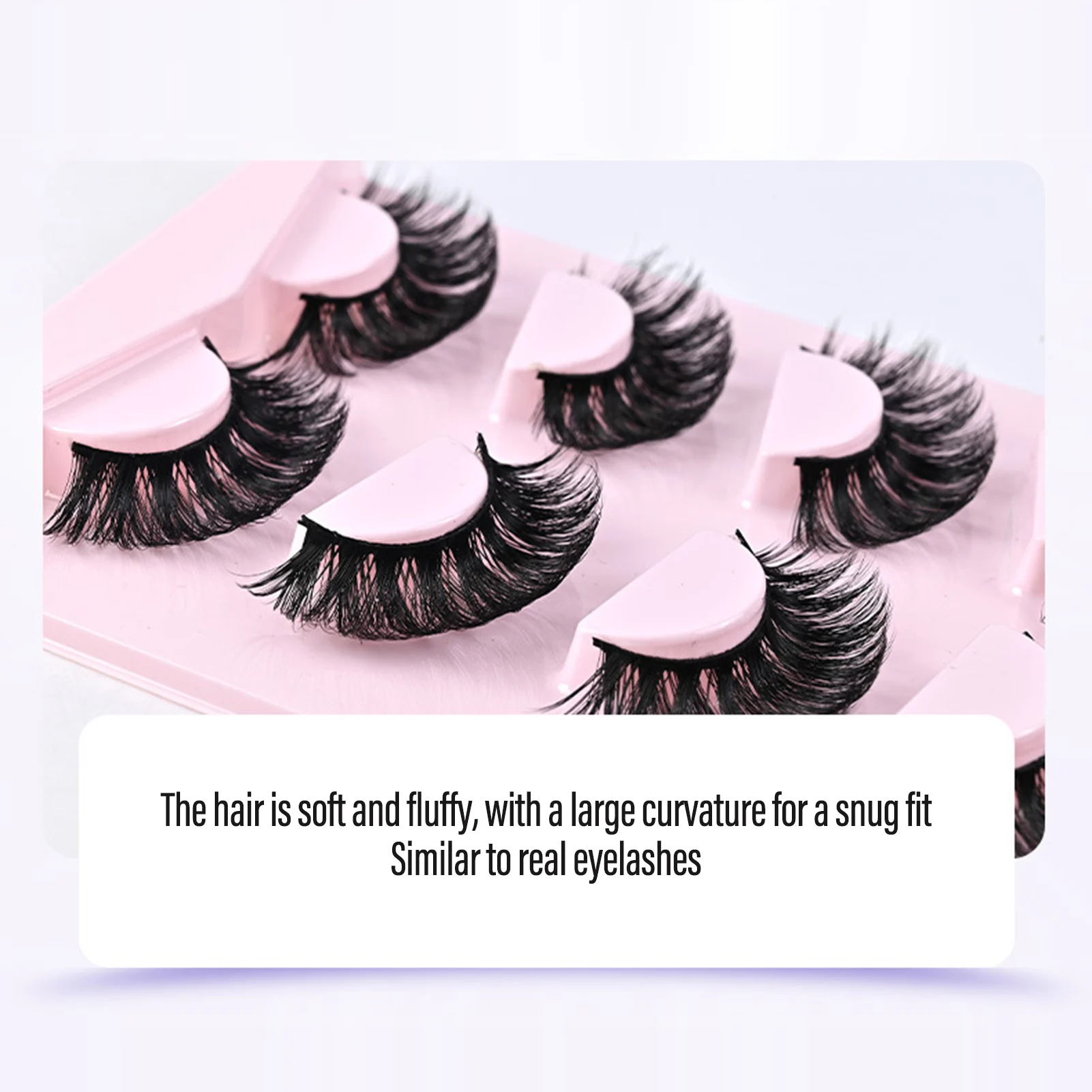 4 Pairs russian Fluffy Lashes strip Curl False Eyelash Set Charming Look Curling up Eyelashes for Daily Wearing makeup