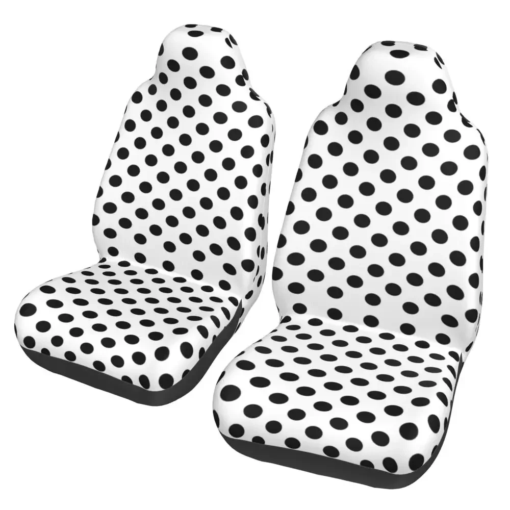 Classic Black and White Dot 2PCS Car Seat Protective Cover Suitable for Truck SUV and Other Car Seat Cushion Anti Fouling Covers