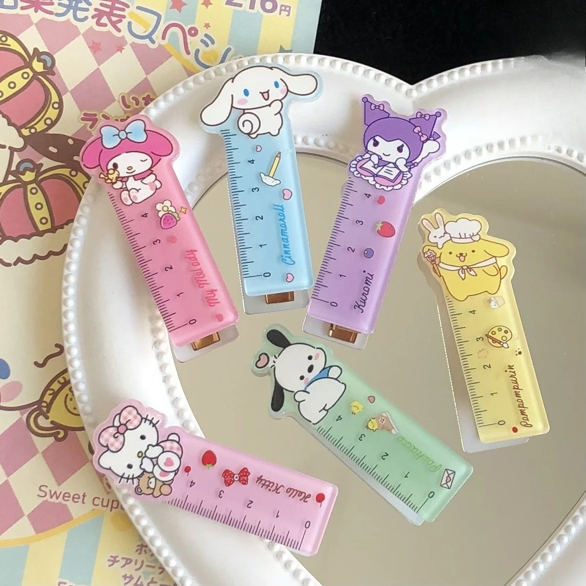 

Cartooncartoon characters Sanrio Kuromi Mini ruler creative hairpin Student portable ruler hairpin wholesale hairpin accessories