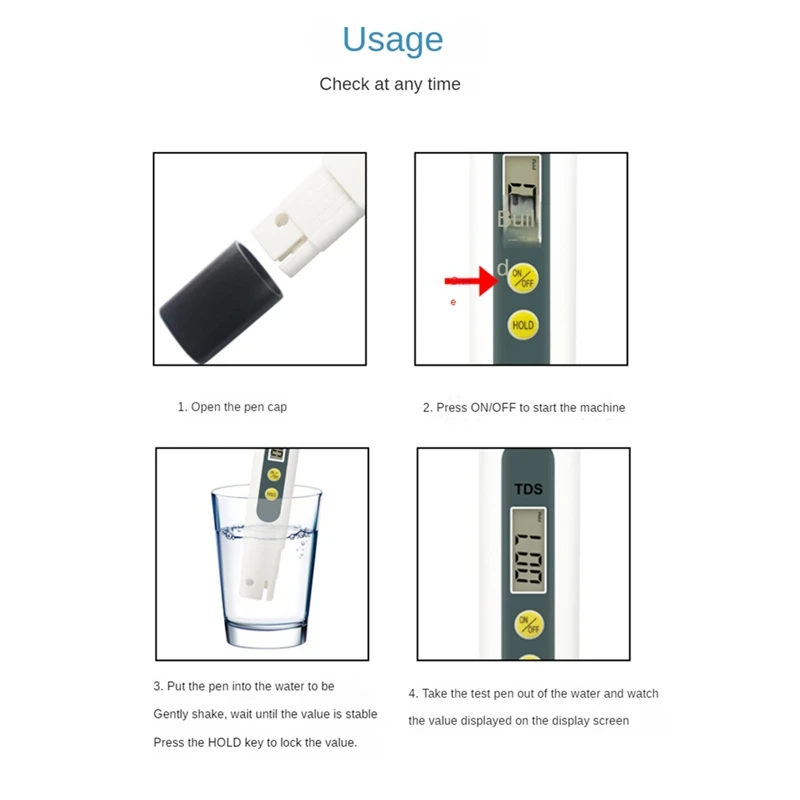 Tds Meter Digital Water Tester-Water Testing Kits for Drinking Water for Home, Well, Tap Water Test (with Battery)