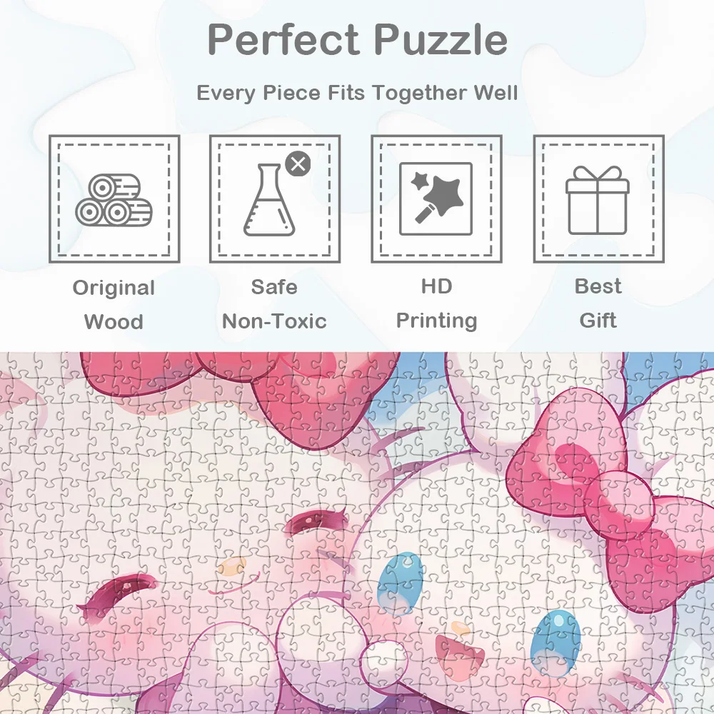 Puzzle Hello Kitty Cinnamoroll dla dorosłych Sanrio Cartoon Drewniane puzzle Śliczne zdjęcia Klasyczne postacie Rodzinna gra logiczna DIY