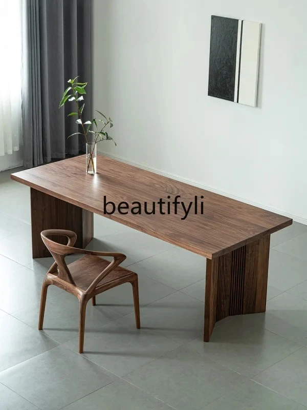 

North American black walnut dining table Nordic simple rectangular log desk desk