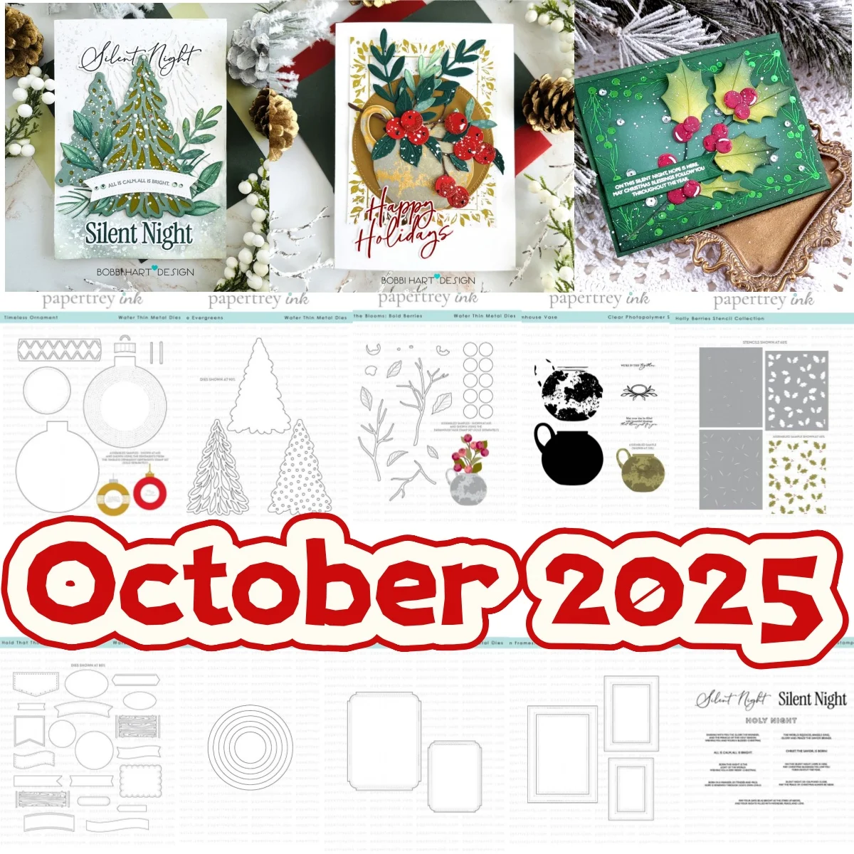 

Christmas 2025 Ornament Berries Evergreens Metal Cutting Dies Clear Stamps Stencil Hot Foil For DIY Making Gift Card Scrapbook