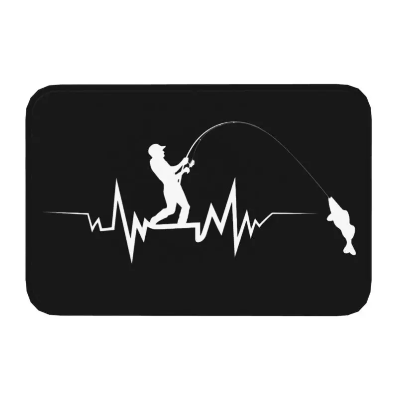 Fishing Heartbeat Doormat Anti-Slip Bathroom Kitchen Mat Toilet Floor Door Entrance Carpet Rug