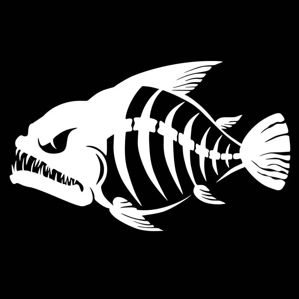 YJZT 16.8cmX10.1cm Interesting Animal Fishbone Vinyl Motorcycle Car Sticker Decal Black/Silver