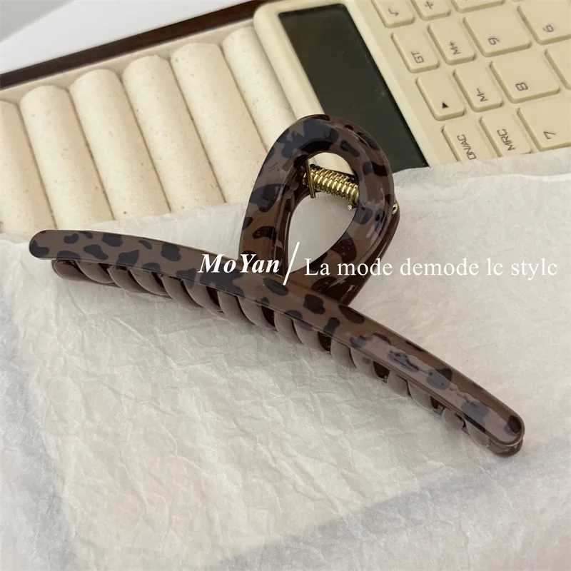 Large Leopard Acrylic Hair Claw Clips Women Barrette Clamp Ponytail Crab Girls Hair Hairpin Hair Styling Accessories Headdress