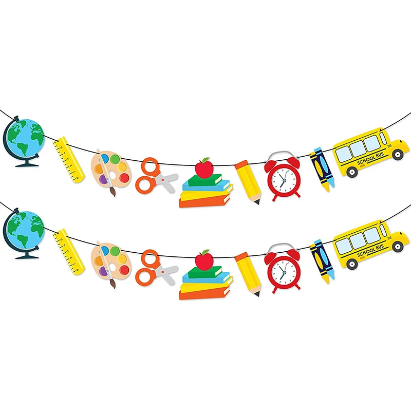 School bus themed children\'s birthday party decorations, happy Birthday banners