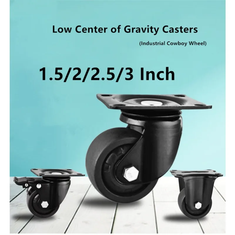 

4 Pcs/Lot 2"/2.5"/3" Low Center of Gravity Casters Mechanical Equipment Cabinet Brake Wheels Industrial Denim Universal Nylon