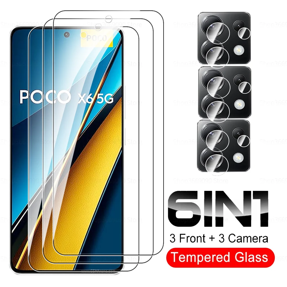 6in1 Tempered Glass For Xiaomi Poco X6 Pro 5G Screen Protector PocoX6Pro Pocco Little Pofo X6 X 6 Pro X6Pro 5G Lens Glass Film