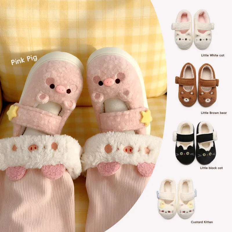 

Hot selling genuine thin strip anti slip sticker Mary Jane cotton shoes ins women's winter shoes for Christmas surprise gift