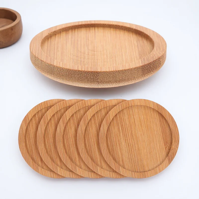 

6 Pcs Coasters for Plates and Cups Absorbent Drinks Coffee Mug Table Decorative Bamboo Bulk