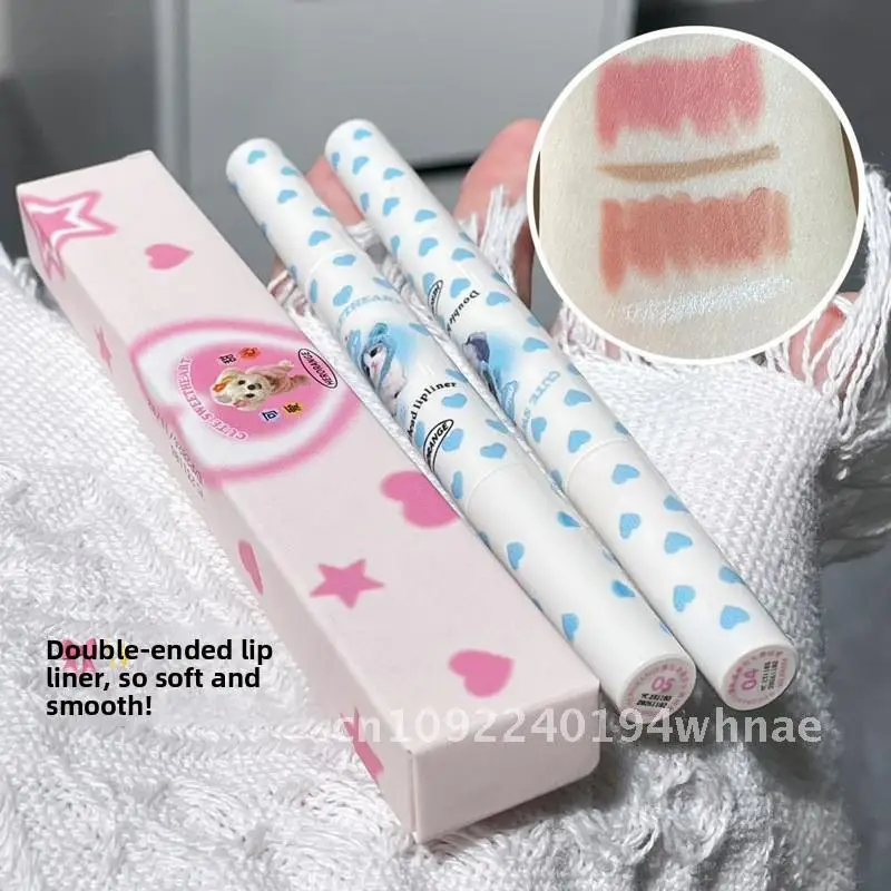 HERORANGE Matita per labbra a doppia estremità con labbra diffuse di colore nebbioso: definisce la forma delle labbra con l'ombra del rossetto nebbia opaca