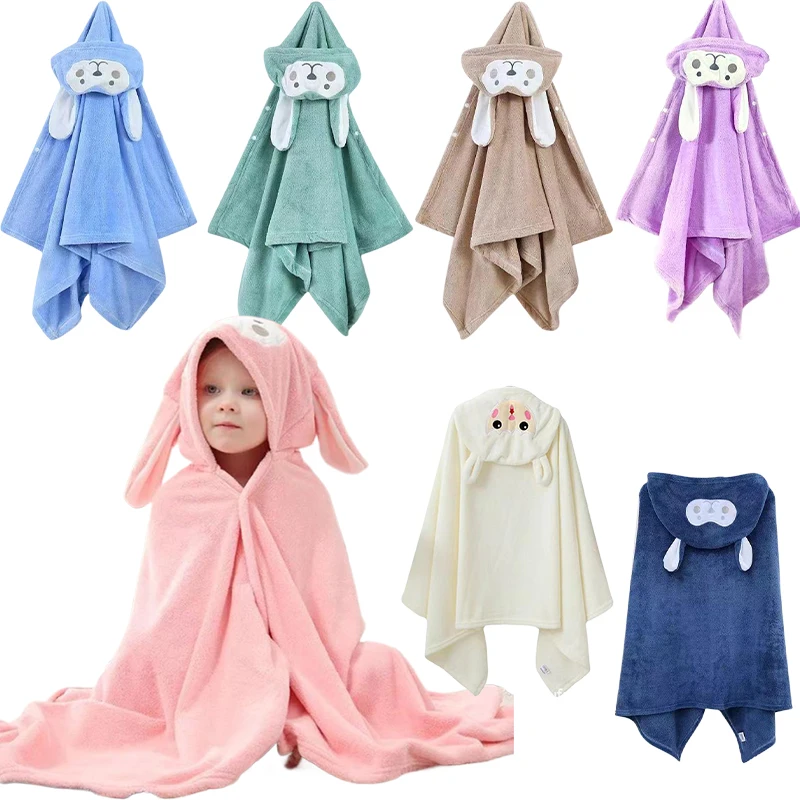 

Toddler Baby Hooded Bath Towel Kids Bathrobe Super Soft Absorbent Bath Towel Blanket Cartoon Coral Fleece Kids Bathrobe Boy Girl