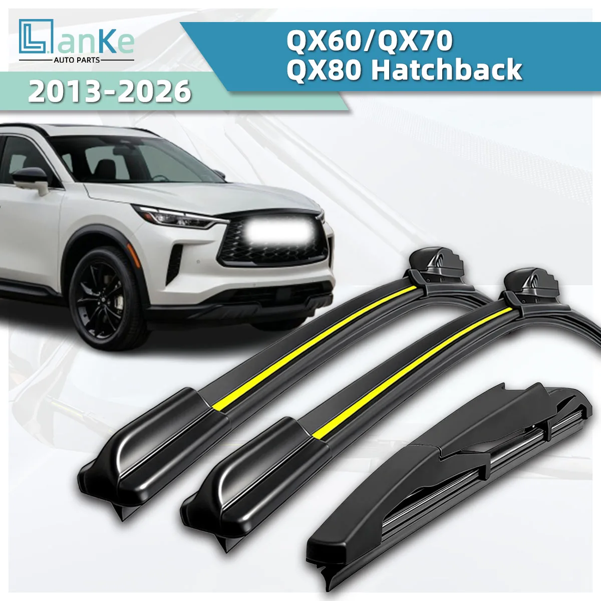 Suitable For Infiniti QX60/QX70/QX80 Hatchback (2013-2026) Automotive Wiper Natural Rubber Durable Front Windshield Wiper