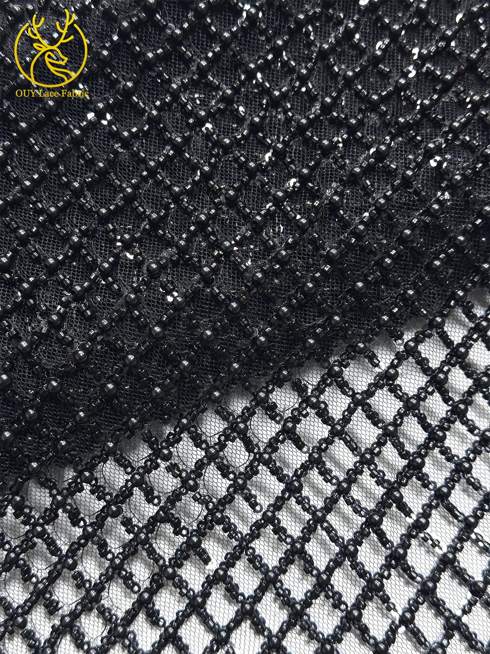 Luxuriöser Partykleid-Spitzenstoff, Tüll-Spitzenstoff mit Perlen, Hochwertiger Pailletten-Netz-Spitzenstoff für Hochzeitskleider, 5 Yards – Detail 31