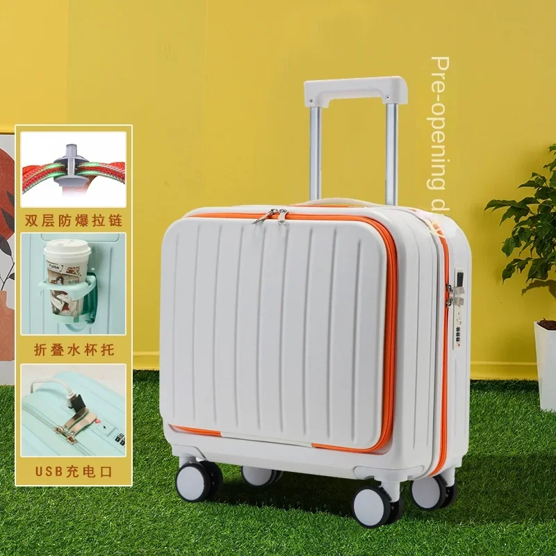 18/20 Inch Suitcase Boarding Multifunctional Travel Suitcase Student Password Trolley Case Rolling Luggage Bag with Cup Holder