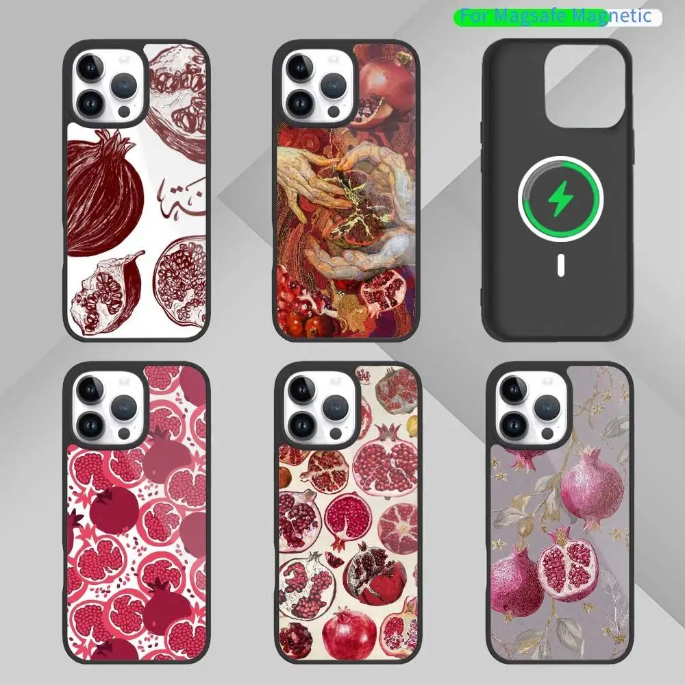 

Food Fruit Red Pomegranate Phone Case For iPhone17,16,15,14,13,12,11 Plus,Pro Max Magnetic For Magsafe Wireless Charging