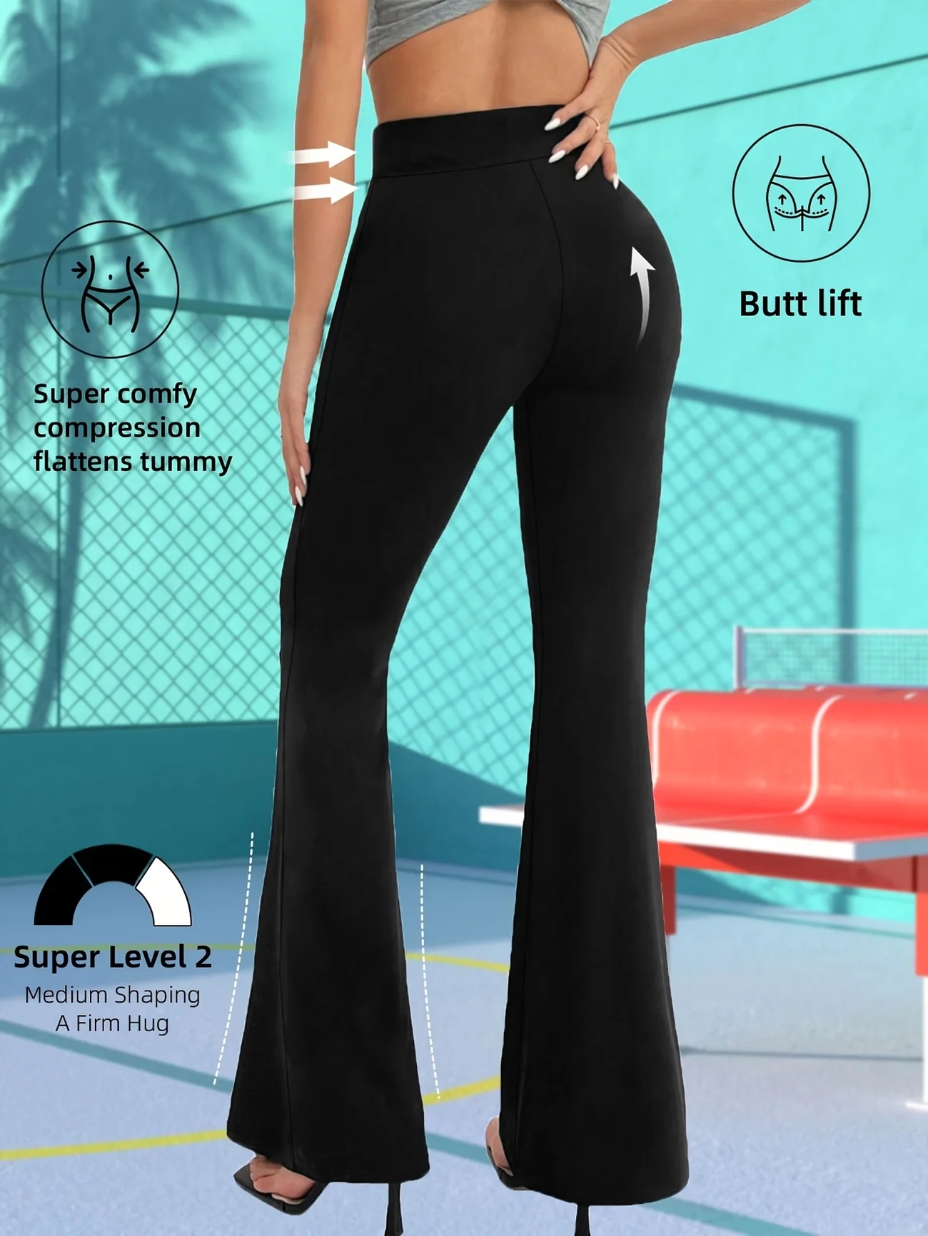 Pantalon évasé doublé en polaire d'hiver, taille haute, chaud, extensible, jambes larges, double doublure, confortable, thermique, leggings grande taille