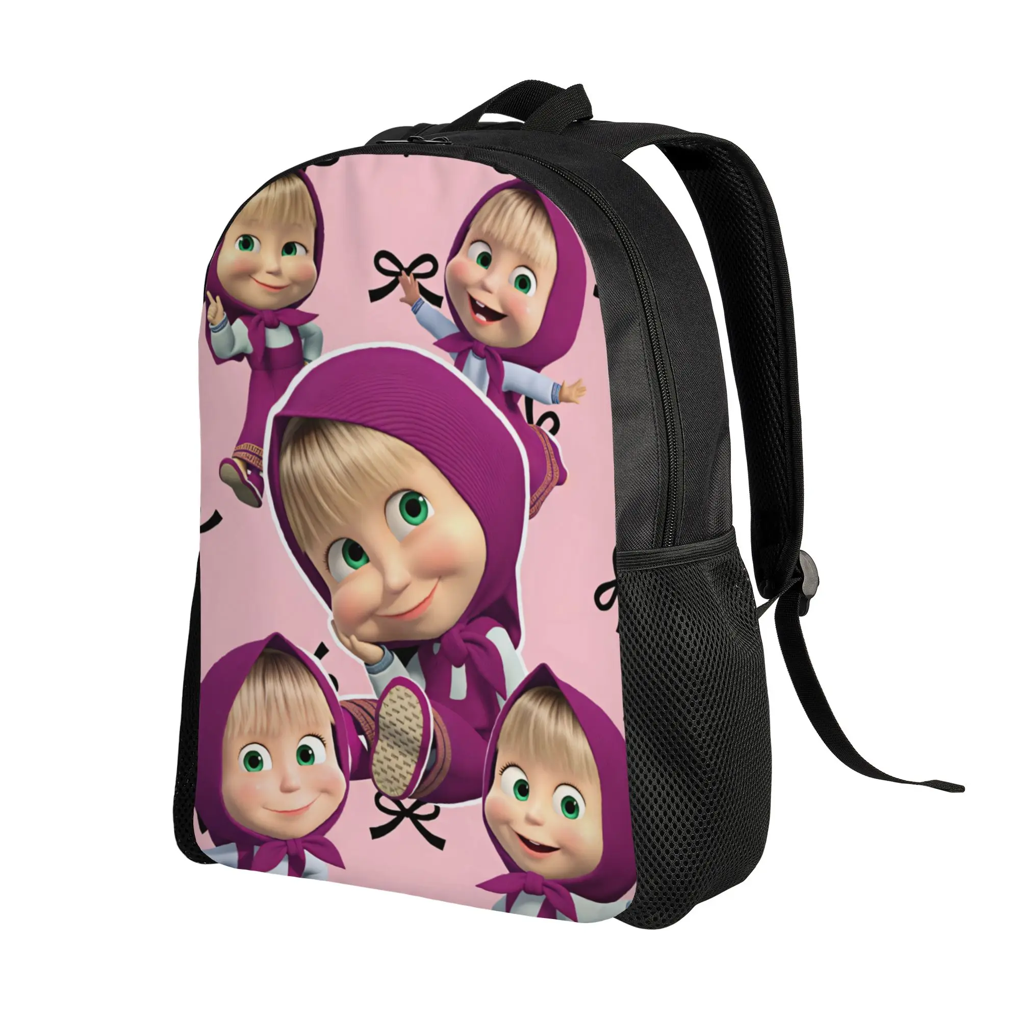 M-Masha and The Bears Backpack Women  Print Backpacks Polyester Pretty School Bags Travel High Quality Rucksack