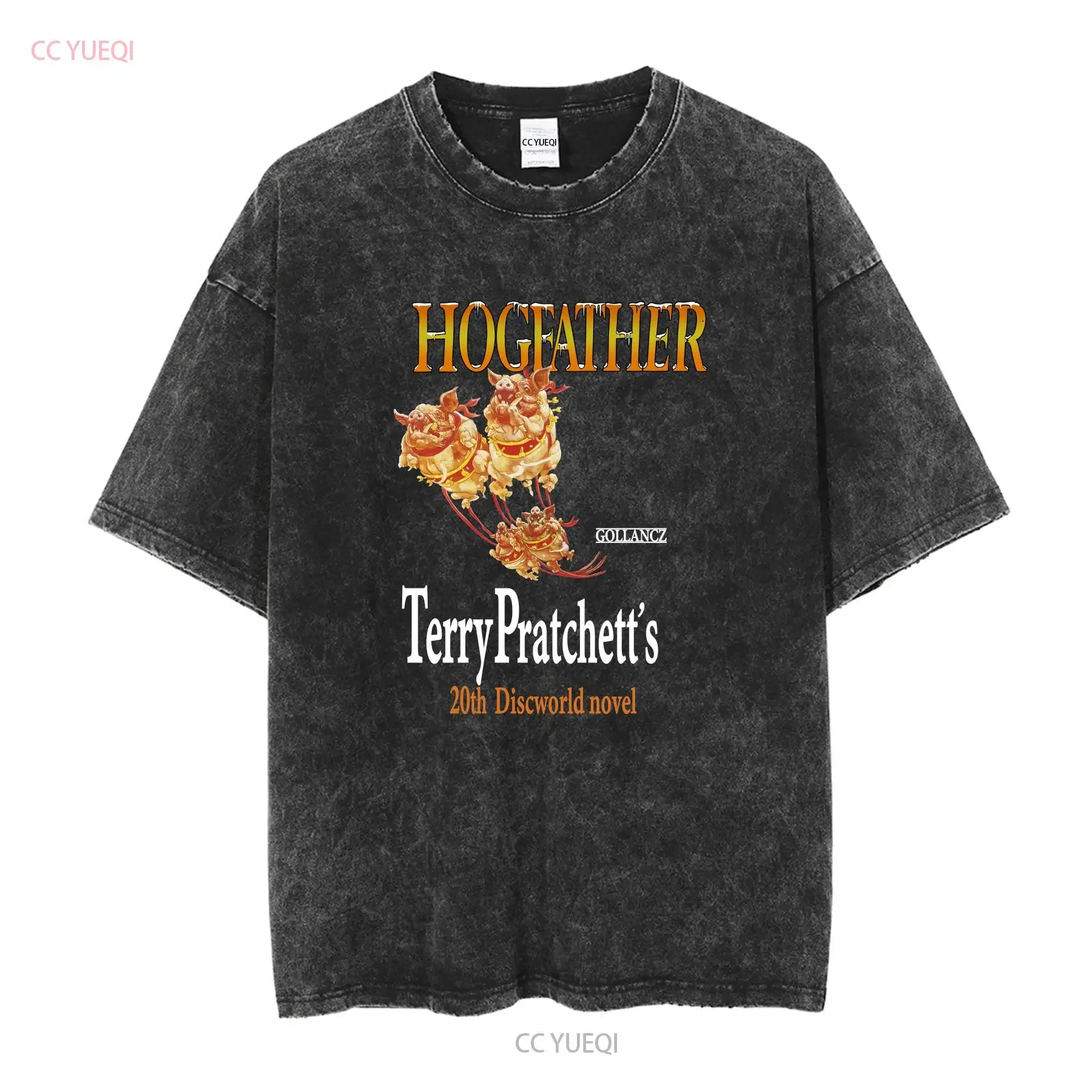 Vintage 1996 Hogfather T shirt Terry Pratchett 20th Discworld Novel Gollancz Book Promo Merchandise Black vintage Washed - view 2