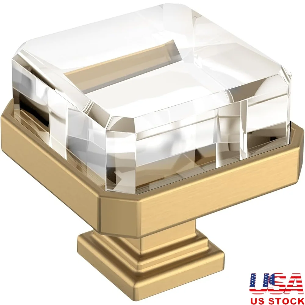 

Contemporary Clear Bronze Cabinet Knob Durable Zinc Glass Hardware Included Easy Installation 1-3/8 Inch Upgrade Furniture