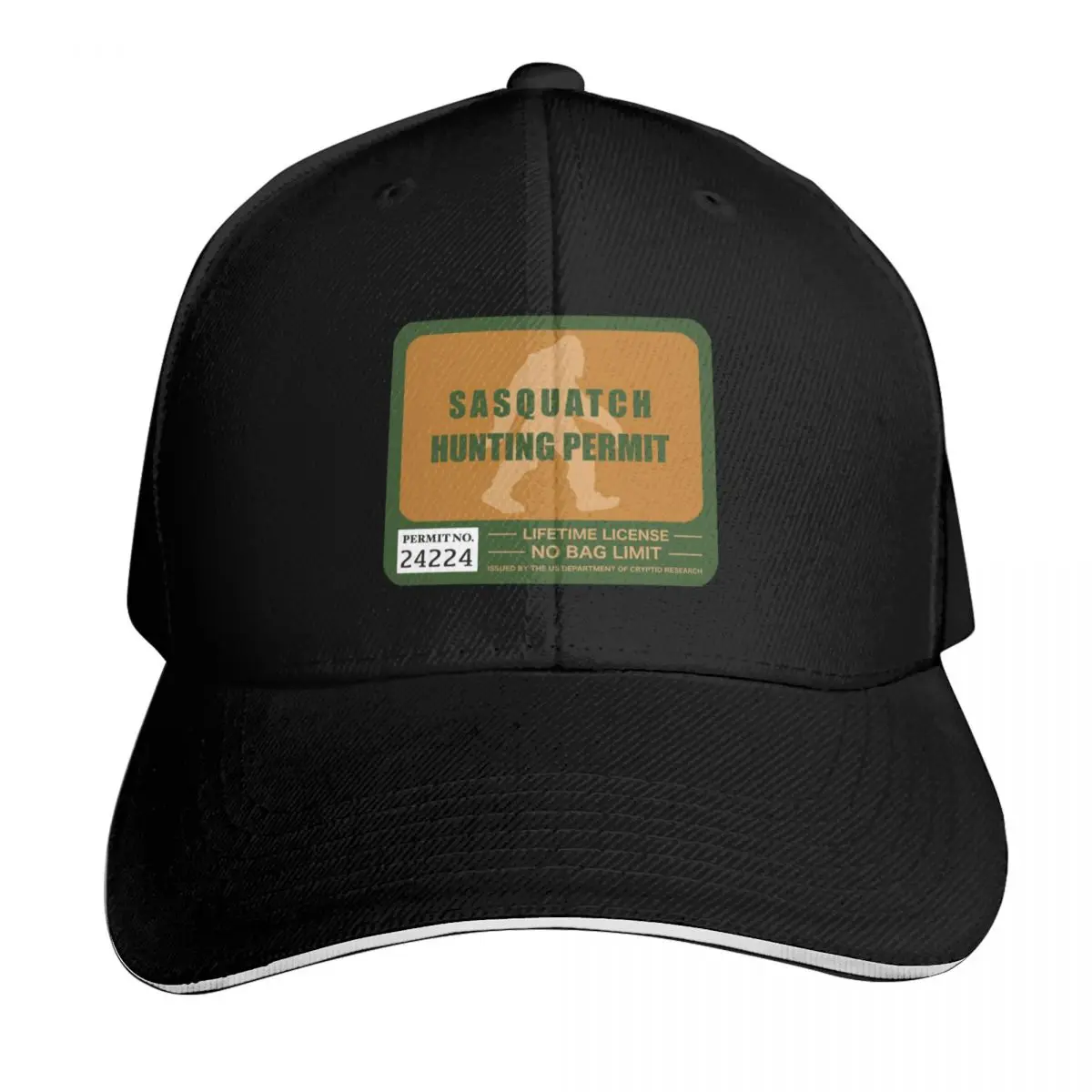 Sasquatch Hunting Permit Baseball Cap Moisture Wicking Quick Dry Curved Brim Classic Fit Low Profile Unstructured