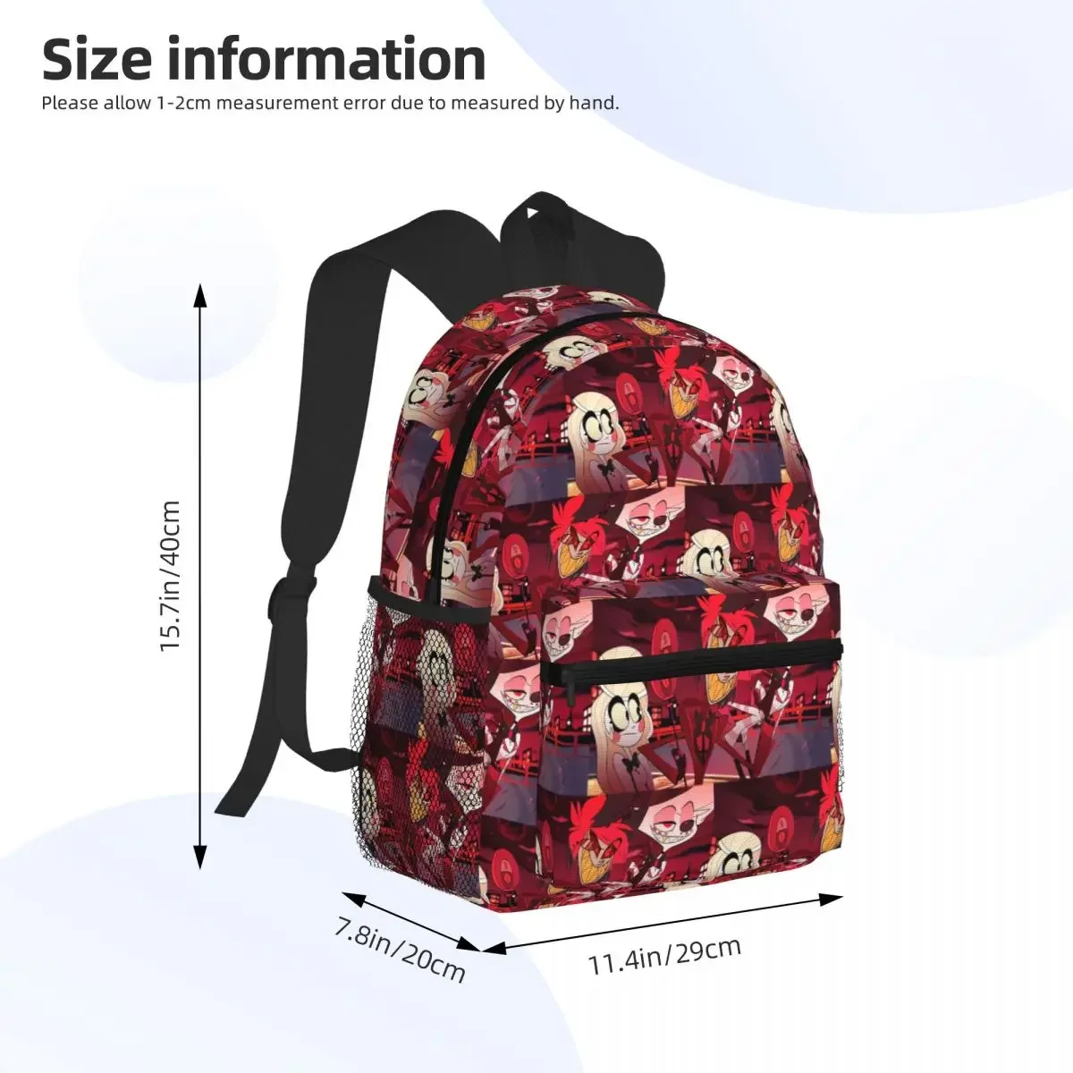 Creative Alastor Hazbin Anime Student Backpack School Bag Hiking Travel Daypack for Boys Girls Bookbag Shoulder Bags