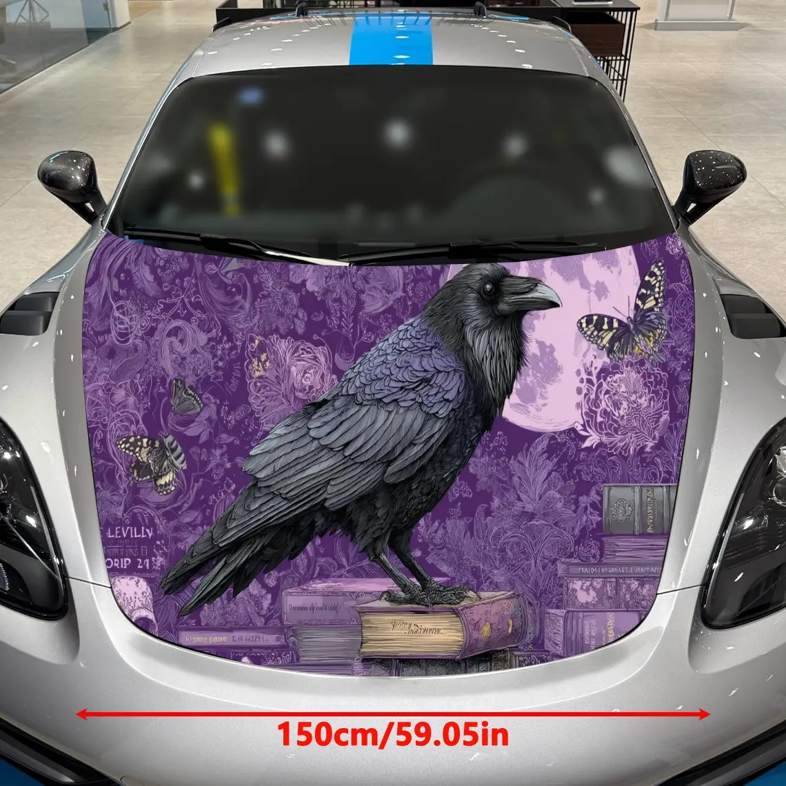 Car Decals A Raven In Mystic Purple Scene Close - Up With Textured Plumage And Enchanting Visual Allure Car Hood Sticker, Waterp