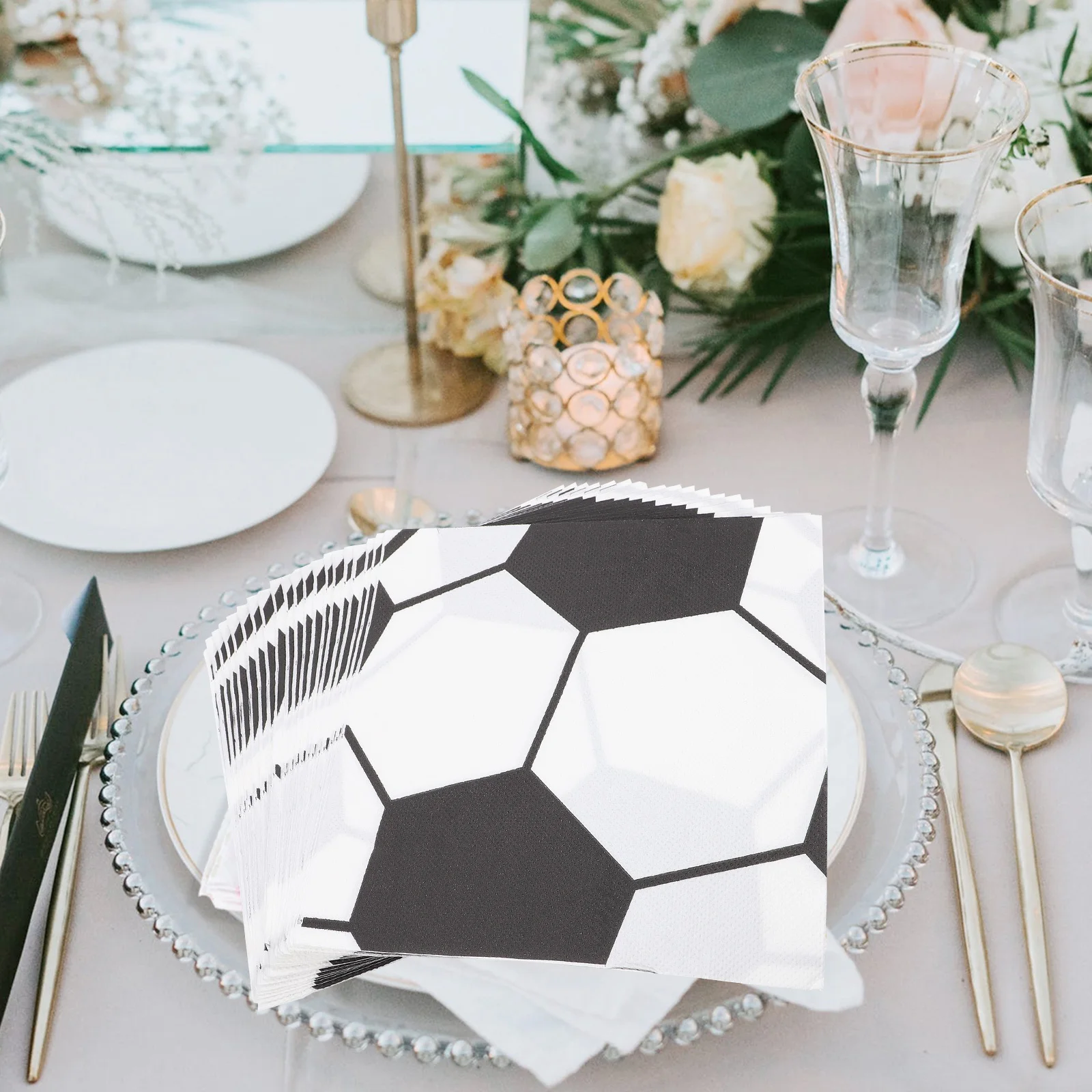 

100Pcs Soccer Cartoon Printed Napkins Eco Friendly Paper for Birthday Party Wedding Baby Shower Party Tissue Napkins