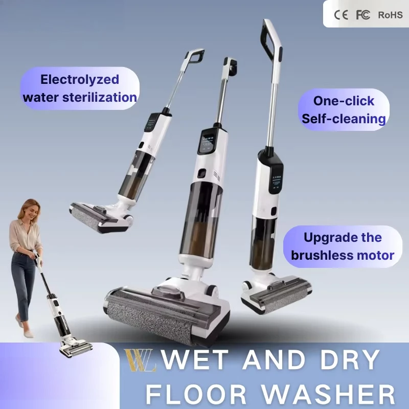 12kPa Strong Suction Cordless Wet Dry Vacuum Cleaner for Car, Long Runtime Floor Washer