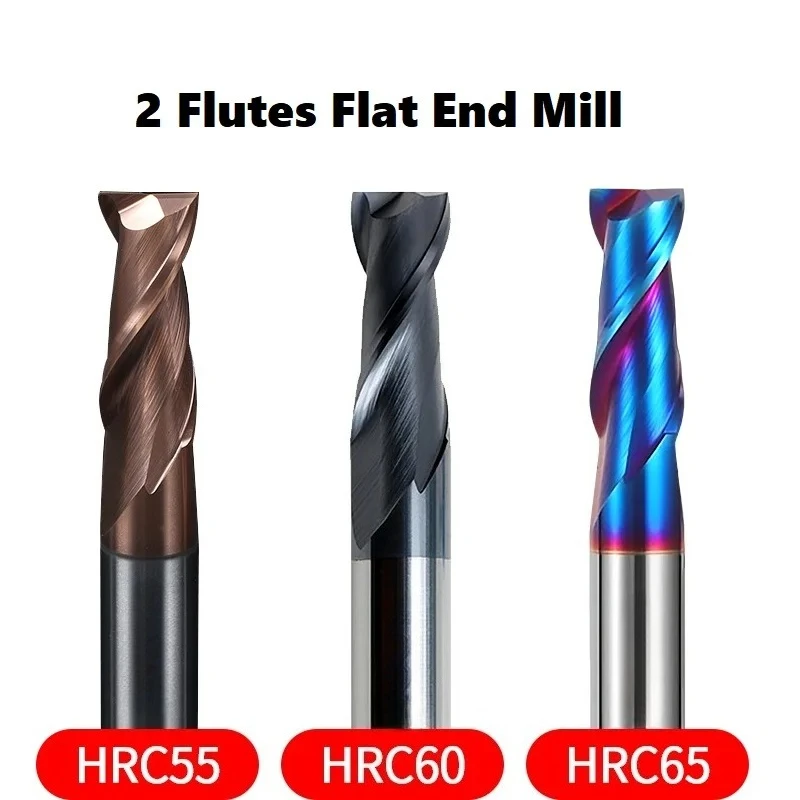 

HRC55 HRC60 HR65 2 Flutes Endmills 1 1.5 2 2.5 3 3.5 4 5 6 8 10 12 14 16 18 20 mm end Mill Router Bit Square Slot Milling Cutter