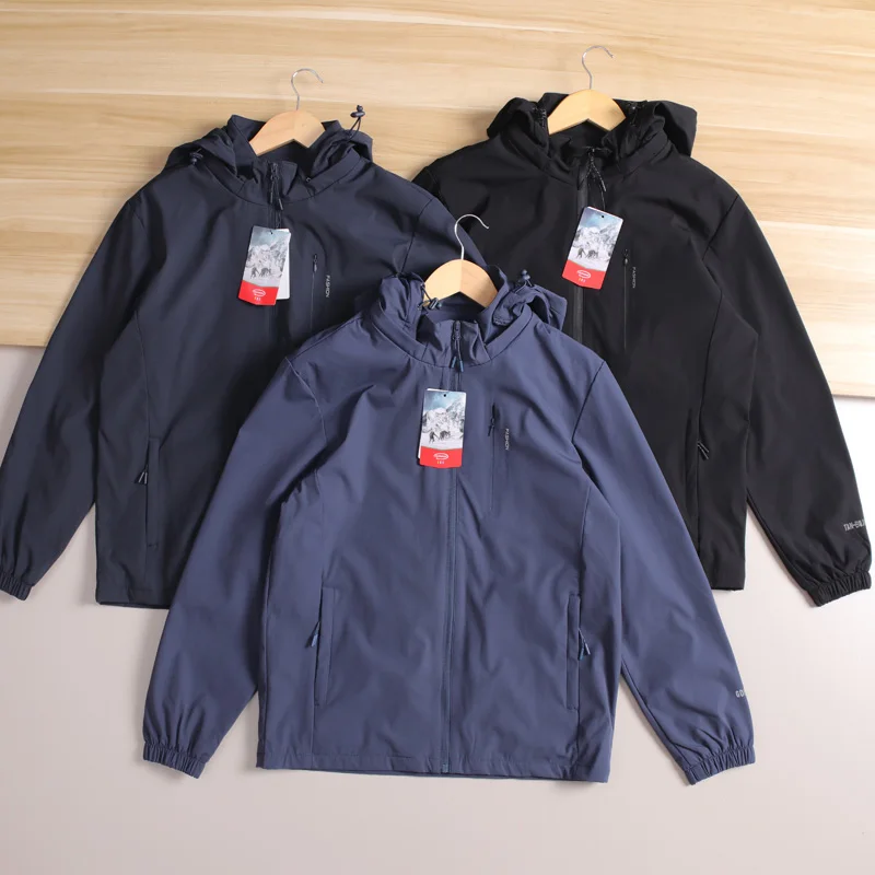 

Laser Cut Loose Fit Outdoor Jaet Windproof Waterproof ex Hooded Sweatirt Faionable Urban Sle for Autumn Season